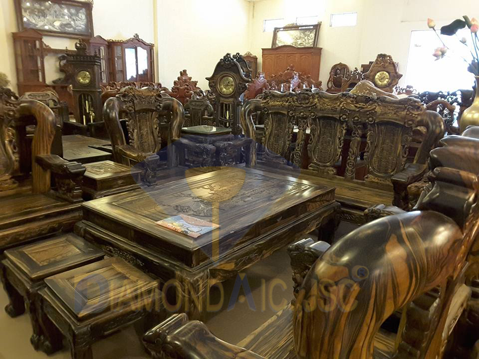 Bộ bàn nghế phòng khách gỗ mun